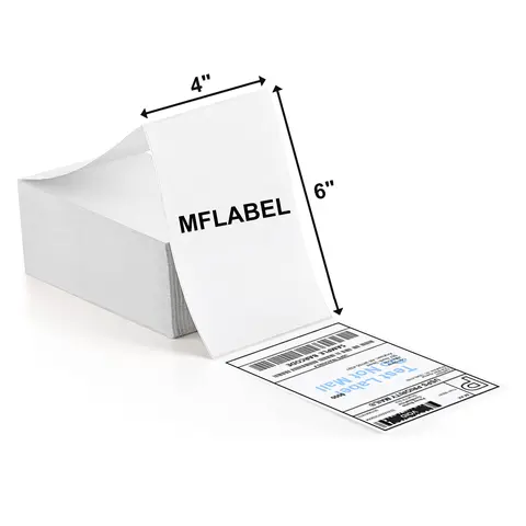 MFLABEL High Quality 4"x6" Fan-Fold Thermal Shipping Labels, White Upgrade Material, Waterproof, Resists Scratches, Besteasy Scan/Peel & Stick, 100 Labels for Warehouse Users, Compatible with Rollo MUNBYN Polono Zebra Printers