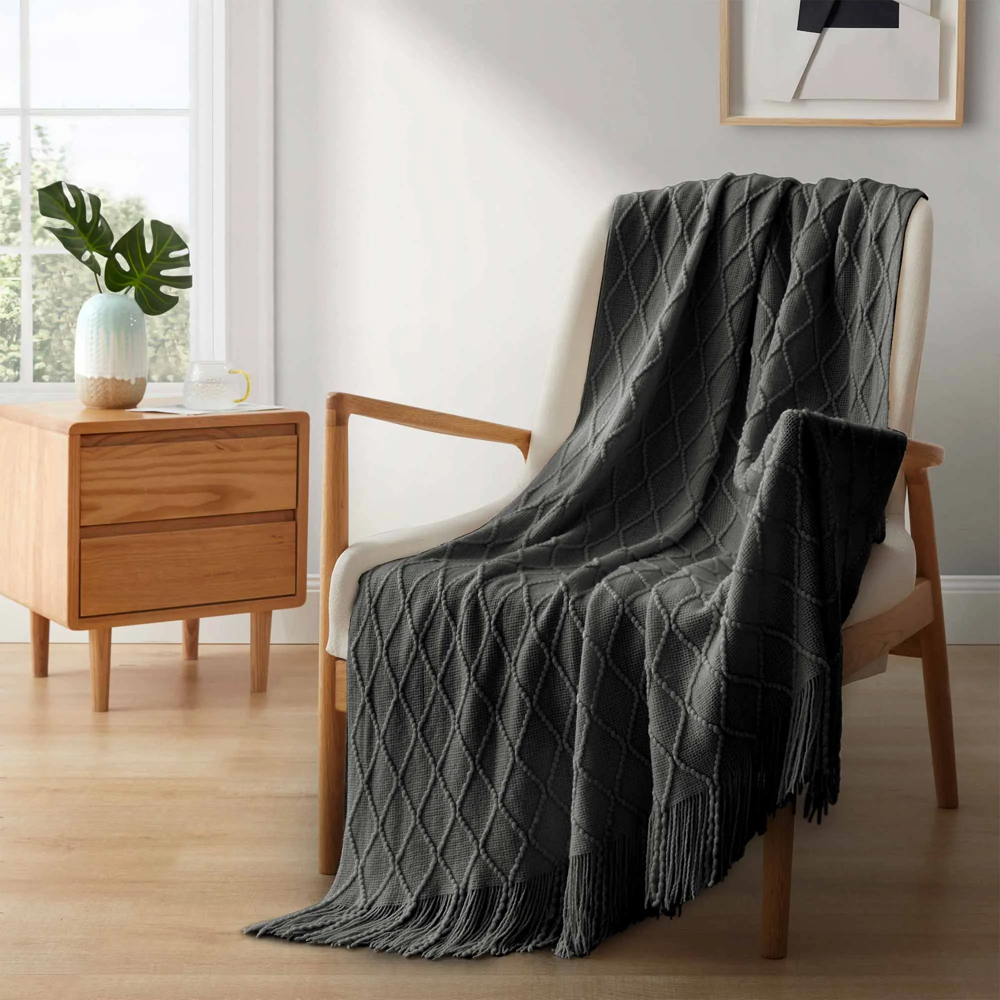 PEACE NEST Ultra Soft Knitted Throw Blanket - 50"x60" 100% Acrylic, Cozy Warm Lightweight Couch Decorative All-Season Textile, Cozy Warm Blanket, Lightweight Cozy Blanket