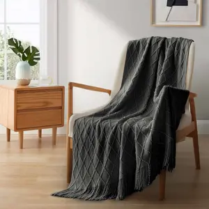 PEACE NEST Ultra Soft Knitted Throw Blanket 50" x 60" - 100% Acrylic Fabric Cozy Couch Decorative Blanket for All Seasons