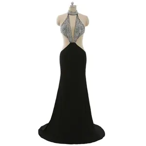Sexy Black Halter Evening Gowns