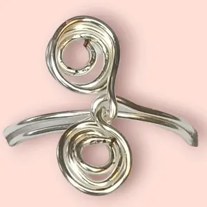 Silver Wire wrapped double swirl ring