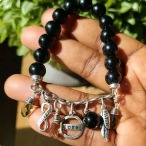 Obsidian Bracelet, Never Lose Faith Obsidian & Smoky Quartz Crystal Bracelet Christian Jewelry, Birthday Gift, Anniversary gift,  Everyday Jewelry Engagement