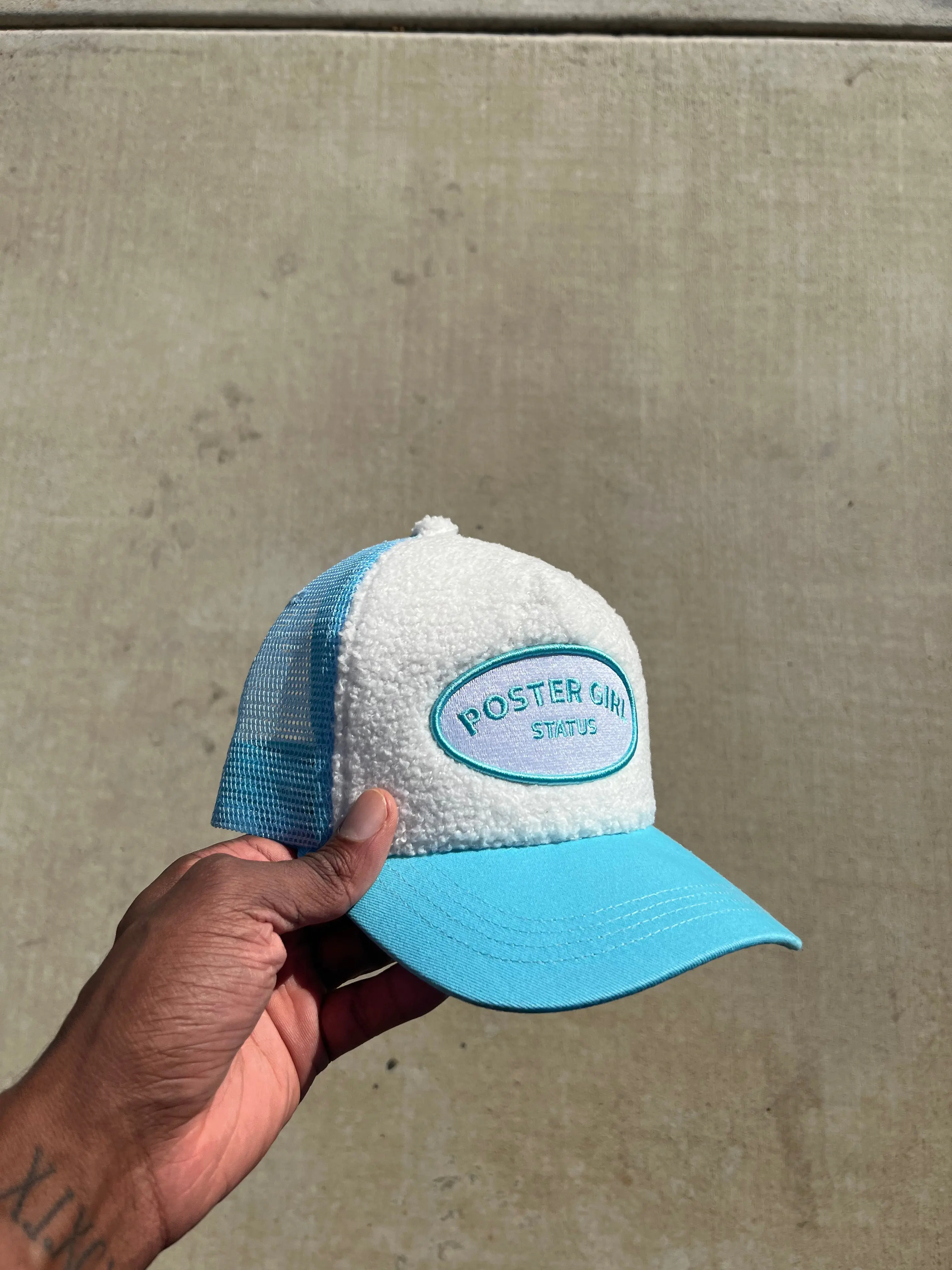 POSTER GIRL Trucker Fur Hat (Baby Blue)