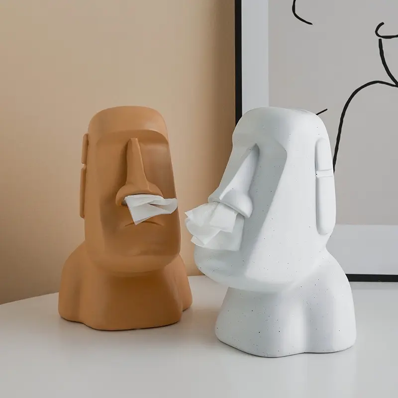 Stone Figure Tissue Container