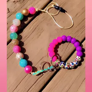 Rhinestones, Gold Cheetah & Teal/Pink Acrylic Beaded Quick Change  Freshie Holder