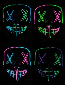 Purge Mask LED Halloween Mask Purge EL Wire 2 COLOR Glow Light up Mask Purple Green