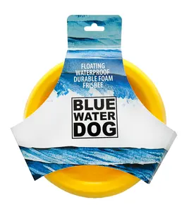 FLOATING, WATERPROOF, DURABLE FOAM BLUEWATER DOG FRISBEE IN YELLOW