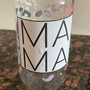 GLITCH SALE ***  16 oz. MAMA leopard Libbey glass can