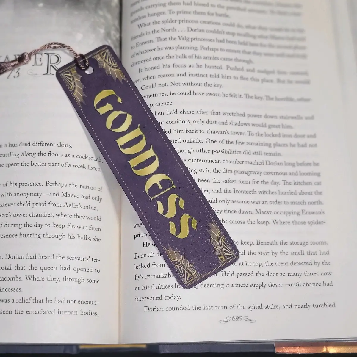 Metal bookmark Goddess - Perfect Gift for Bookworms, Sublimated Aluminum, Includes Tassel