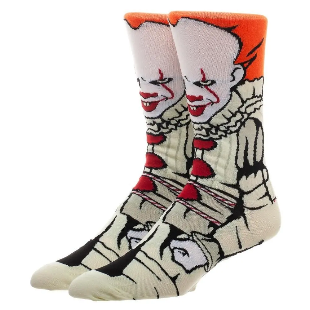 Menswear IT Pennywise Clown Character 360-Print Spandex Fabric Soft Socks for Men, Above The Ankle Mid-Calf Socks
