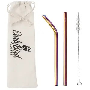 18/10 Food Grade Stainless Steel Straw Set - 3 Piece