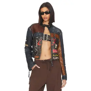 Jaded London Daytona Zip Off Sleeve Moto Jacket in Mutli