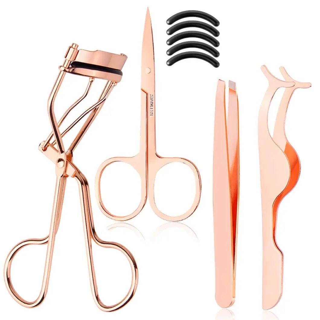Eyelashes Tool Fake Lash Applicator Eyelash Curlers Eyebrow Scissors for Eyelashes (Rose Gold) Eyelash Curlers False Eyelashes Sponges & Applicators False Eyelashes False Eyelashes Eyelash Curlers
