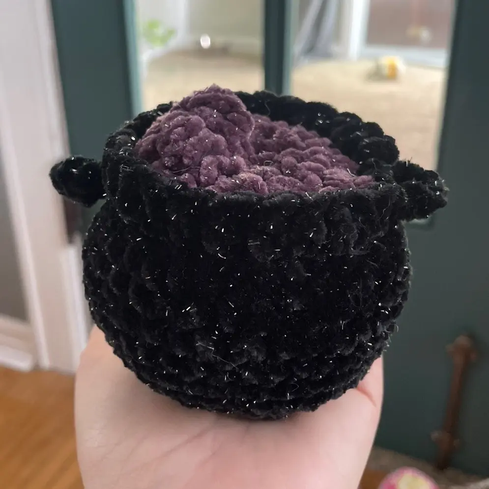 Sparkly, bubbling crochet cauldron