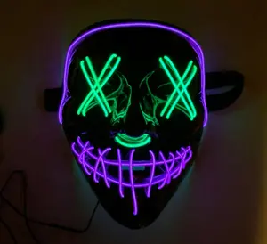 LED Halloween Mask Purge EL Wire 2 COLOR Glow Light up Mask Purple Green