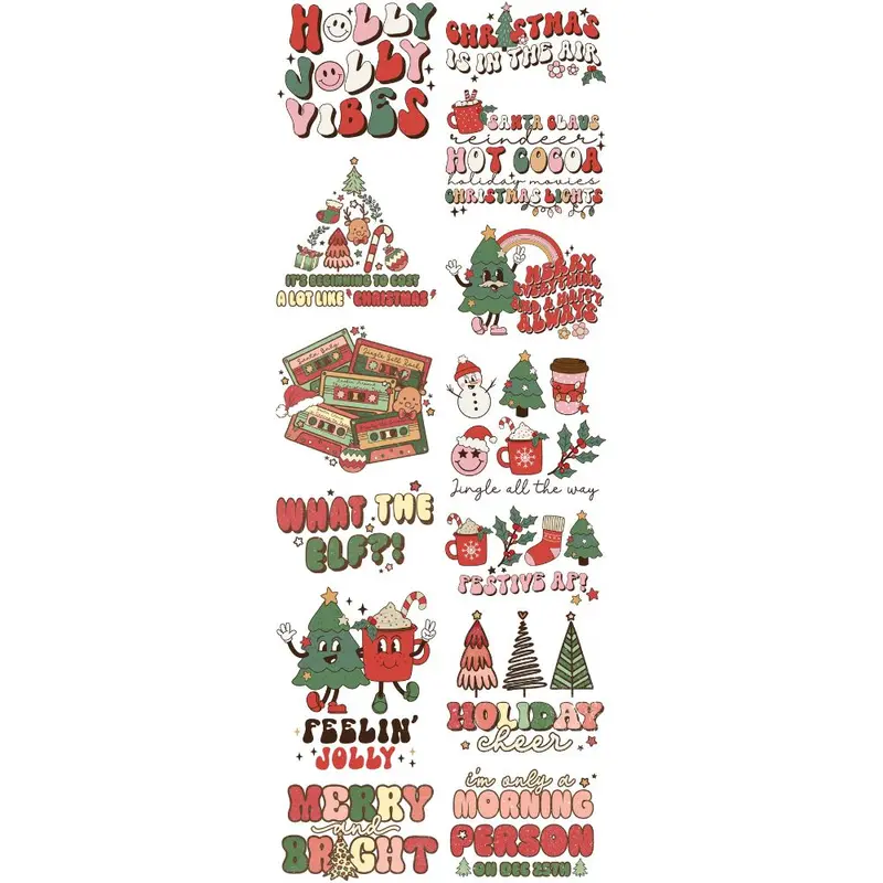 Retro Christmas DTF Transfers Gang Sheet 22” wide x 60” long DTF Gang Sheet
