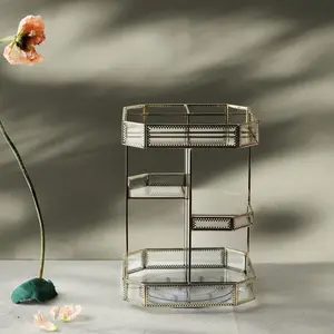 Glass Makeup organizer cusmetic large box 360 rotation bedroom bathroom storage vanity lipstick holder face cream Bedroom Bedroom Bedroom Bedroom Bedroom Round 2 Layers 2 Layers 2 Layers Metal Standing 2 Layers jewelry box