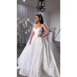 C2022-BGS552 - sleeveless open neck ball gown wedding dress with detachable over skirt train