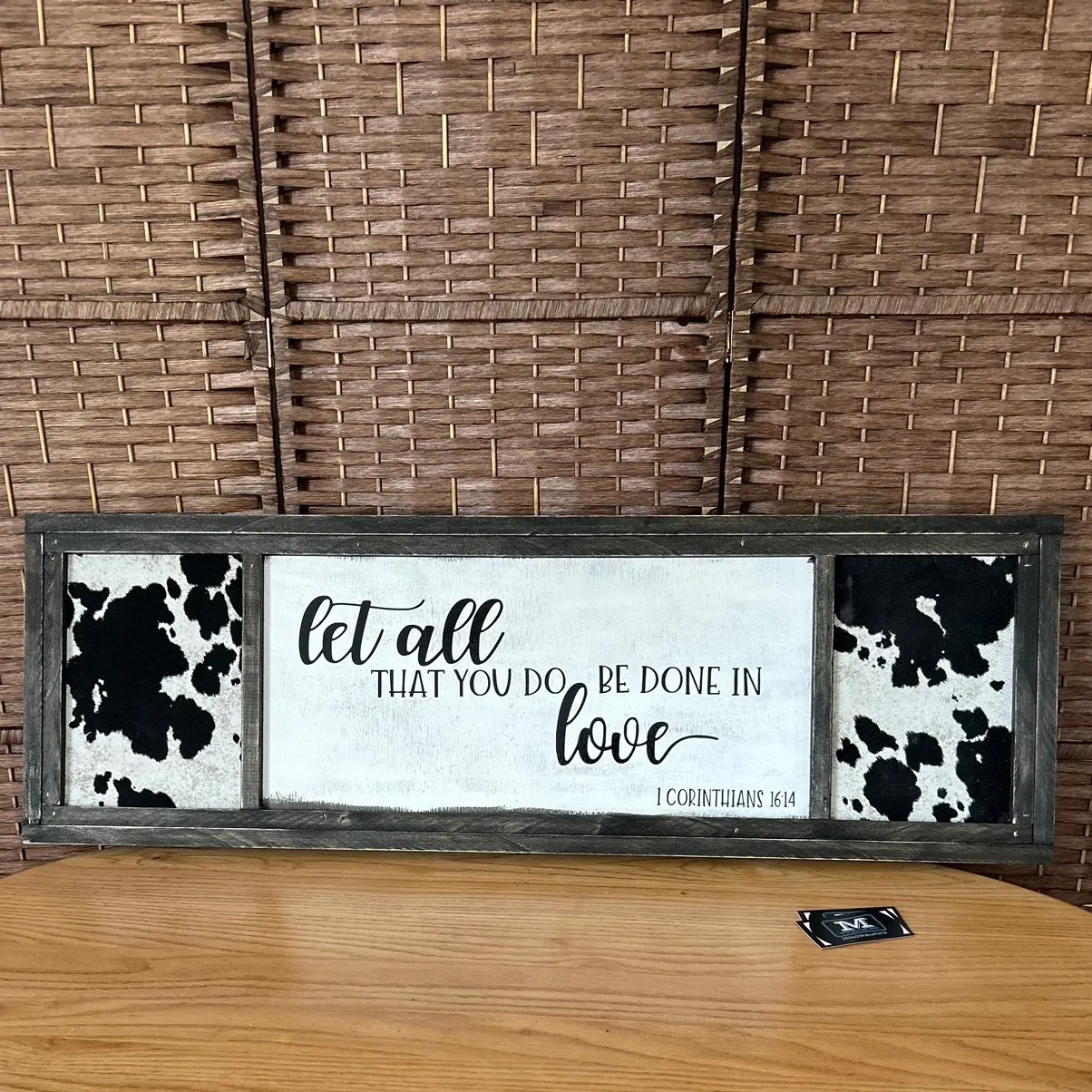 Cowhide Wall Sign Wooden Wall-mounted 13x40