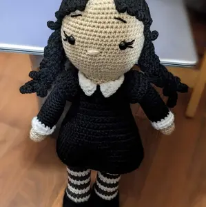 crochet handmade Wednesday doll