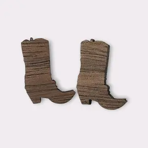 cowboy boots wooden earrings Female Casual