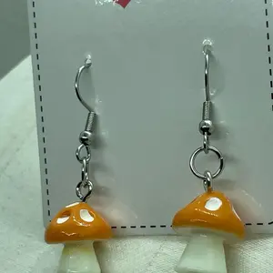 Orange mushroom earrings