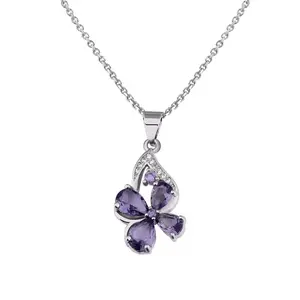 Purple Butterfly Pendant Necklace for Women