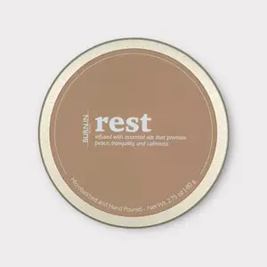 Burn.in Candle Co. Rest Candle Tin - 2.75 oz. Coconut Wax - Hand poured & Microbatched - For Burnout Relief - Gift