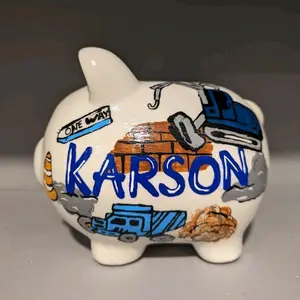 Custom, Hand Painted Piggy Bank