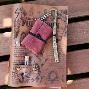 mini journal Bookmark Leather & Metal