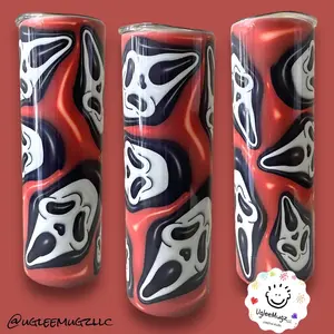 30 oz Red Ghostface Puffy Paint Tumbler