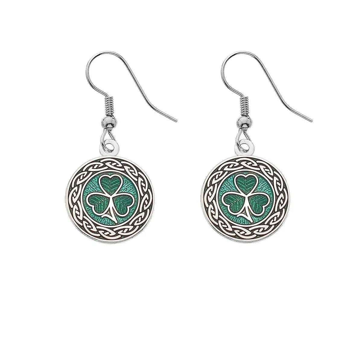 Round Knotwork Shamrock Earrings Round Knotwork Shamrock Earrings