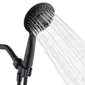 BRIGHT SHOWERS 9 Spray Settings Handheld Shower Head Set High Pressure HandHeld Showerhead with 60 Inch Flexible Hose and Adjustable Arm Mount Bracket