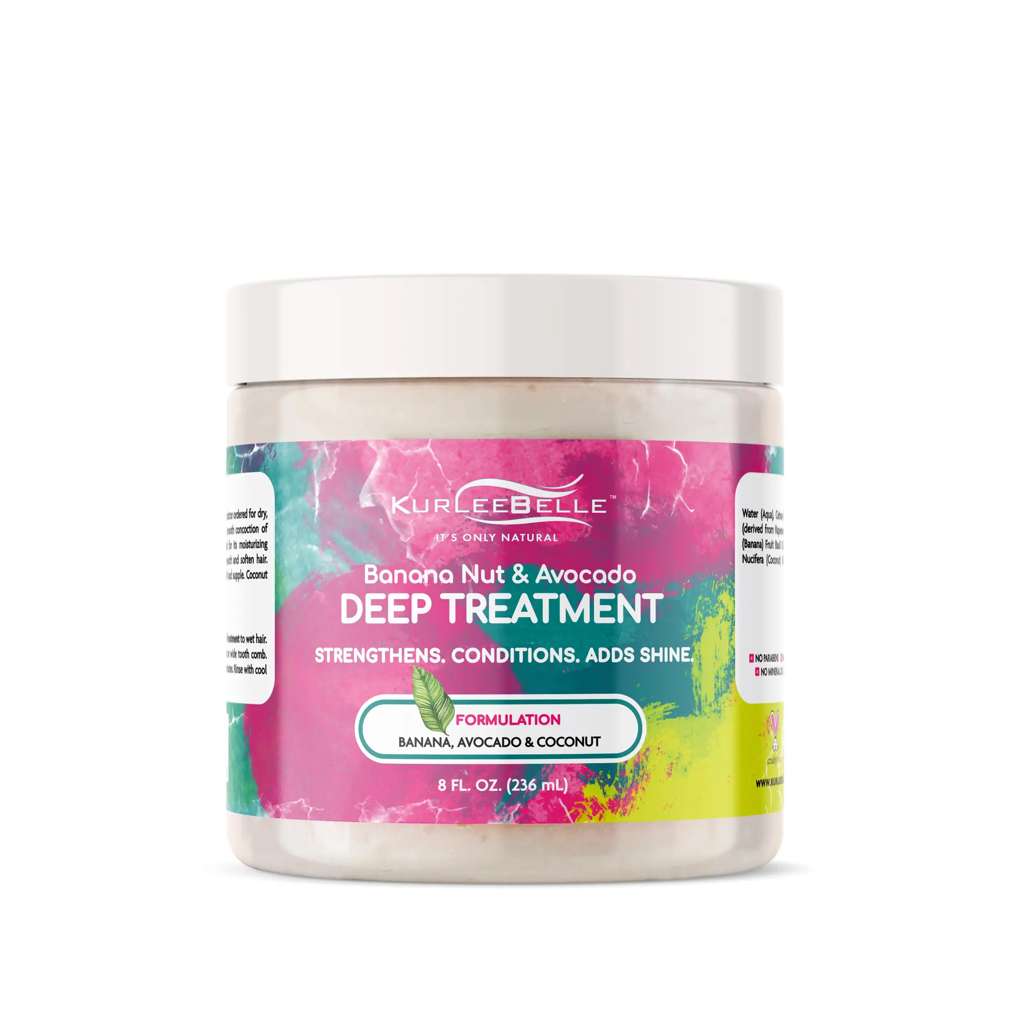 Kurlee Belle Banana Nut & Avocado Deep Treatment Repair Honey Moisturizing Haircare Conditioner Hair Mask Coconut Oil Banana Oil Avocado Oil Honey