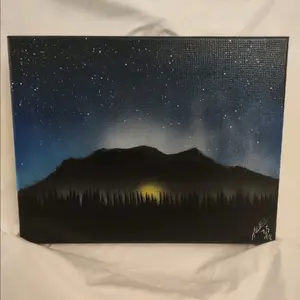 "Camp Fire by the Mountainside" Spray Paint Art