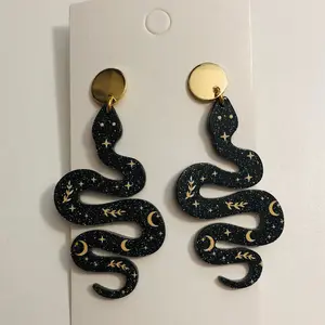 Black snake earrings Female Male