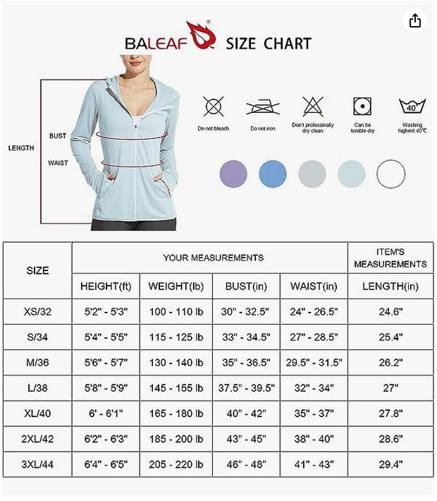 baleaf Women's UPF 50+ Sun Protection Jacket Hooded Cooling Shirt with Pockets Hiking Outdoor Performance
