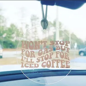 Iced coffee car charm, coffee car charm, coffee accessories, won’t stop for gas, car accessories