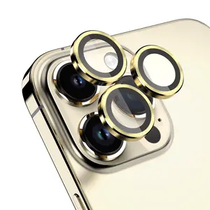 For iPhone 14 Pro Max,Plus Metal Ring Tempered Glass Camera Lens Protector Cover