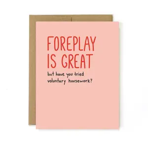 Funny Relatable Valentines Day Card with Kraft Envelope - Marriage Couple Snarky Humor - Voluntary Housework Card