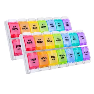 AM PM Weekly 7 Day Colorful Pill Organizer (2-pack) Healthcare Aid Plastic Medicine