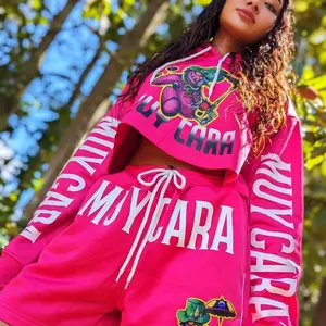 Muy Cara crop top hoody, shorts and socks set