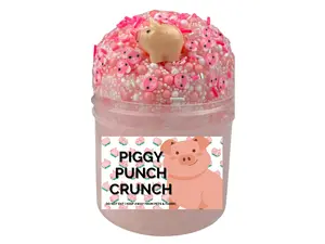 Crunchy Slime | Piggy Crunch Bingsu Slime 6oz Squishy Slime with Pig Charm & Sprinkles; Bubblegum Scent Hybrid Bingsu Floam