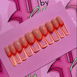 ORANGE GLASS FRENCH TIP NAILS