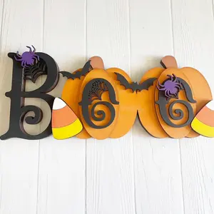 Chunky Boo Sign Halloween Decor - Spider Bats & Pumpkins