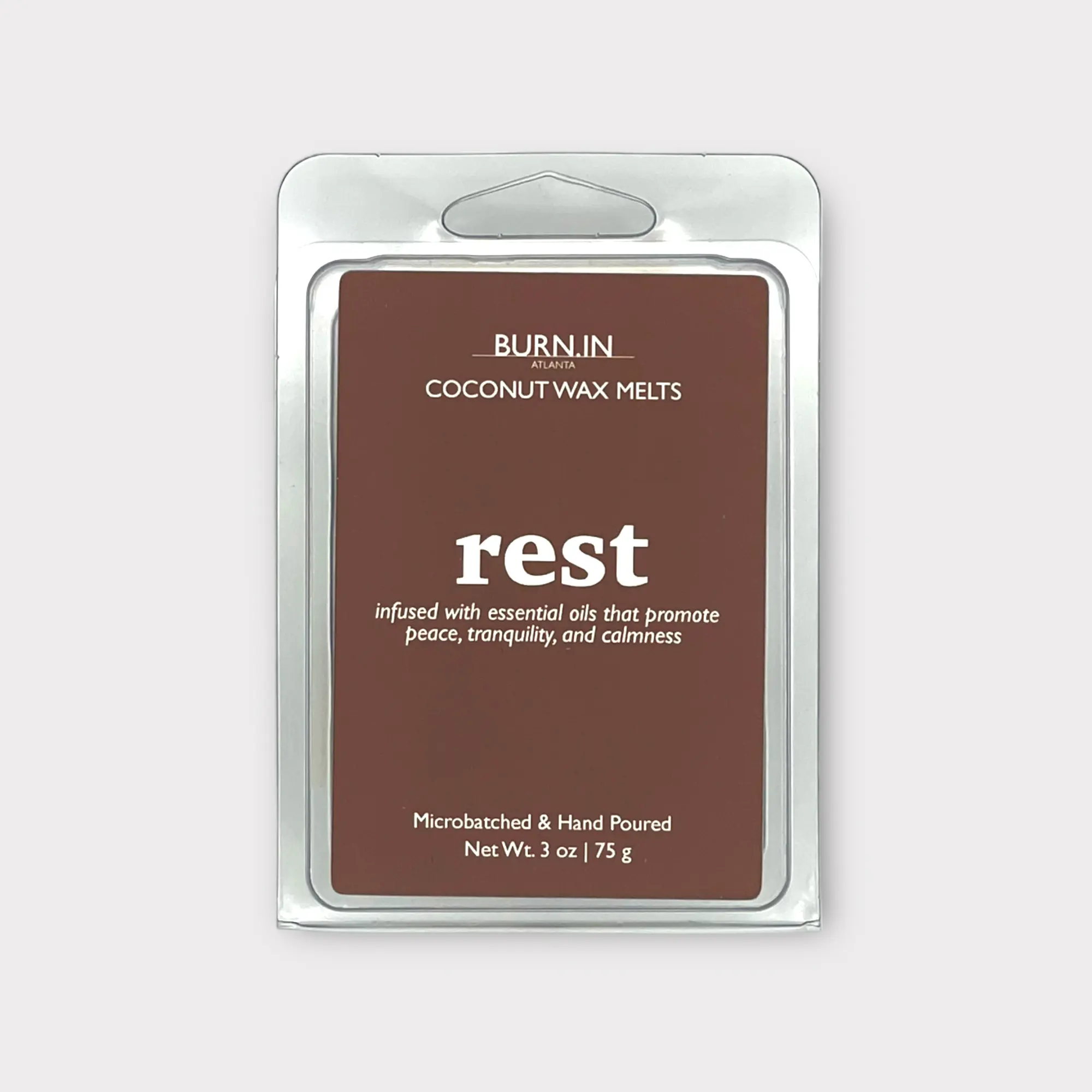 Burn.in Candle Co. Rest Wax Melts - 3 oz. Coconut Wax - Hand poured & Microbatched - For Burnout Relief - Gift