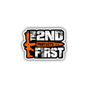The 2nd Protects the First, Second Amendment, Hard Hat, Laptop, Water Bottle, Cooler,  Funny, Sticker Decal AR15
