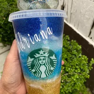 Beach theme Glitter Starbucks Cold cup