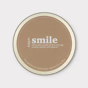 Burn.in Candle Co. Smile Candle Tin - 2.75 oz. Coconut Wax - Hand poured & Microbatched - For Burnout Relief - Gift