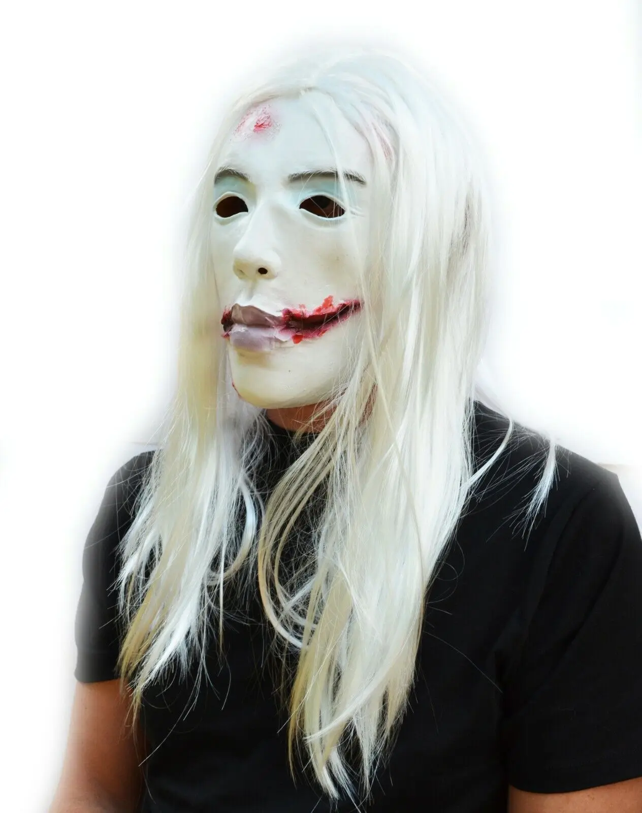 Scary Girl Halloween Mask with Hair Costume Mask Dead Sinister Ghost The Ring